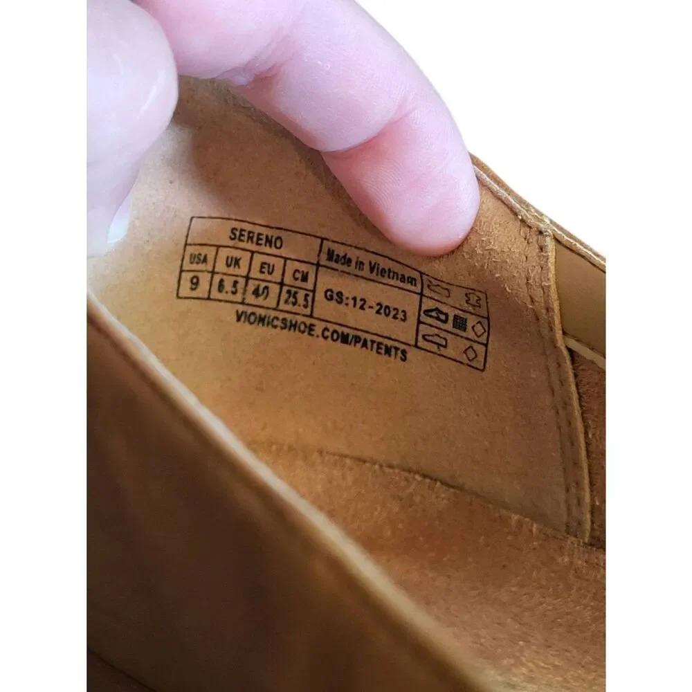 Vionic Wedge Pump Women's 9 Tan Sereno Nubuck Leather Comfort Orthopedic
